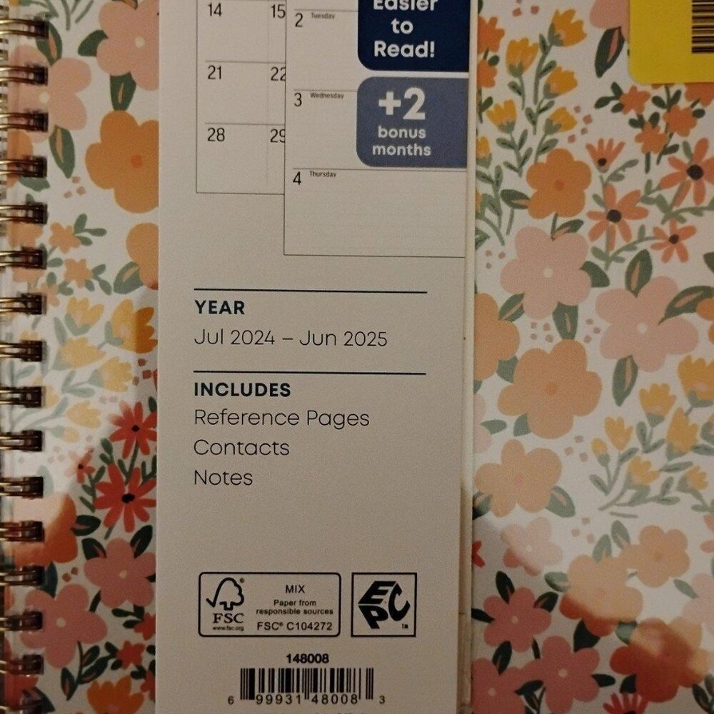 🐰🎉Blue Sky 2024/25 planning calendar large print